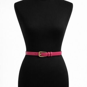 Ralph Lauren Pink Leather Belt with Gold Buckle